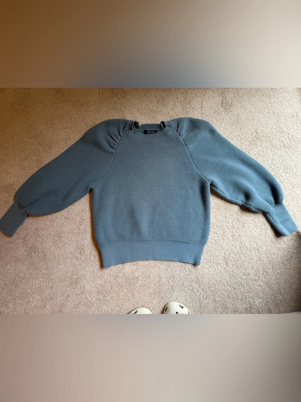 Ann Taylor Puff Sleeve Crewneck Sweater